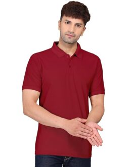 Men’s Pure Cotton Polo T-Shirt | Half Sleeves | Collar Tshirts | Soft and Feather Touch Feel | Regular Fit Plain T-Shirt for Men (Maroon)