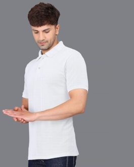 Men’s Pure Cotton Polo T-Shirt | Half Sleeves | Collar Tshirts | Soft and Feather Touch Feel | Regular Fit Plain T-Shirt for Men (White)