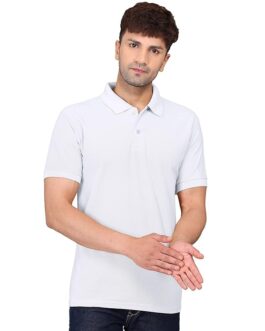 Men’s Pure Cotton Polo T-Shirt | Half Sleeves | Collar Tshirts | Soft and Feather Touch Feel | Regular Fit Plain T-Shirt for Men (White)