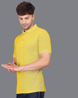 Men’s Pure Cotton Polo T-Shirt | Half Sleeves | Collar Tshirts | Soft and Feather Touch Feel | Regular Fit Plain T-Shirt for Men (Yellow)