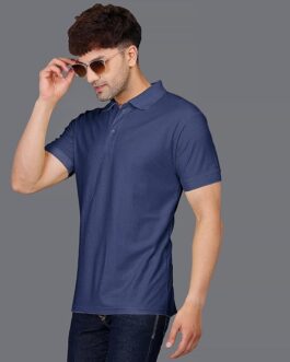 Men’s Pure Cotton Polo T-Shirt | Half Sleeves | Collar Tshirts | Soft and Feather Touch Feel | Regular Fit Plain T-Shirt for Men (Navy Blue)