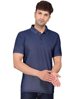 Men’s Pure Cotton Polo T-Shirt | Half Sleeves | Collar Tshirts | Soft and Feather Touch Feel | Regular Fit Plain T-Shirt for Men (Navy Blue)