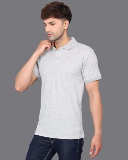 Men’s Pure Cotton Polo T-Shirt | Half Sleeves | Collar Tshirts | Soft and Feather Touch Feel | Regular Fit Plain T-Shirt for Men (Grey)