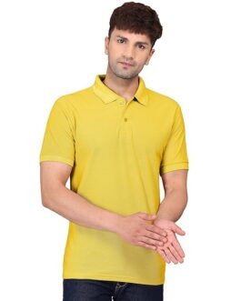 Men’s Pure Cotton Polo T-Shirt | Half Sleeves | Collar Tshirts | Soft and Feather Touch Feel | Regular Fit Plain T-Shirt for Men (Yellow)