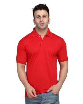 Men’s Pure Cotton Polo T-Shirt | Half Sleeves | Collar Tshirts | Soft and Feather Touch Feel | Regular Fit Plain T-Shirt for Men (Red)