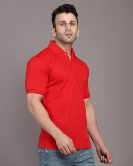 Men’s Pure Cotton Polo T-Shirt | Half Sleeves | Collar Tshirts | Soft and Feather Touch Feel | Regular Fit Plain T-Shirt for Men (Red)