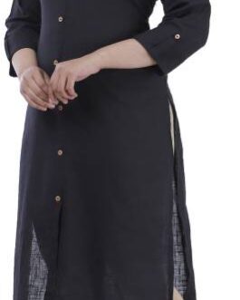 Women Solid Viscose Rayon A-line Kurta  (Black)