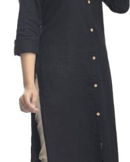 Women Solid Viscose Rayon A-line Kurta  (Black)