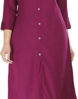 Women Solid Viscose Rayon A-line Kurta  (Wine)