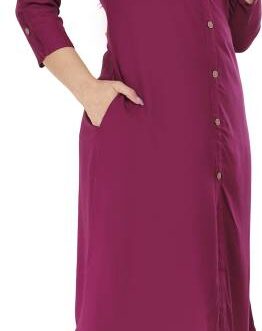 Women Solid Viscose Rayon A-line Kurta  (Wine)